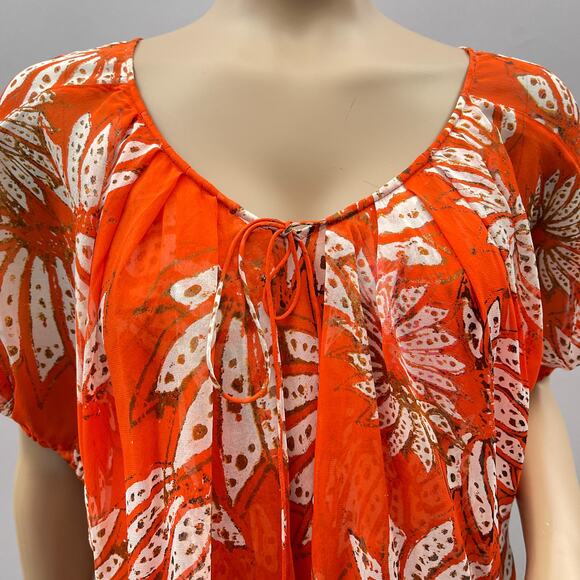 Diane Von Furstenberg DVF Top Women 2 Merrill Blouse Silk Spike Flower Flowy - Picture 2 of 9